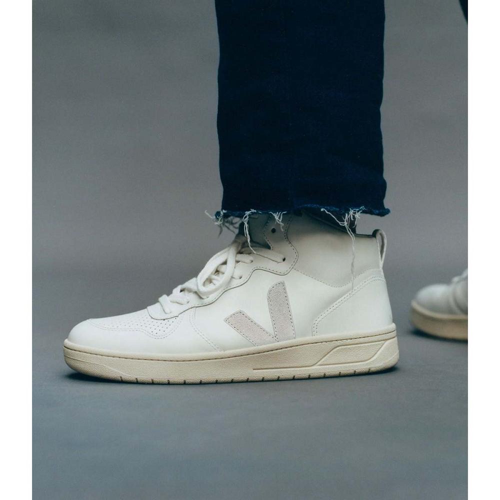 Veja V-15 LEATHER Men's High Tops White | NZ 120VRW